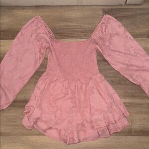 Harper Pink Puff Sleeve Ruffled Blouse